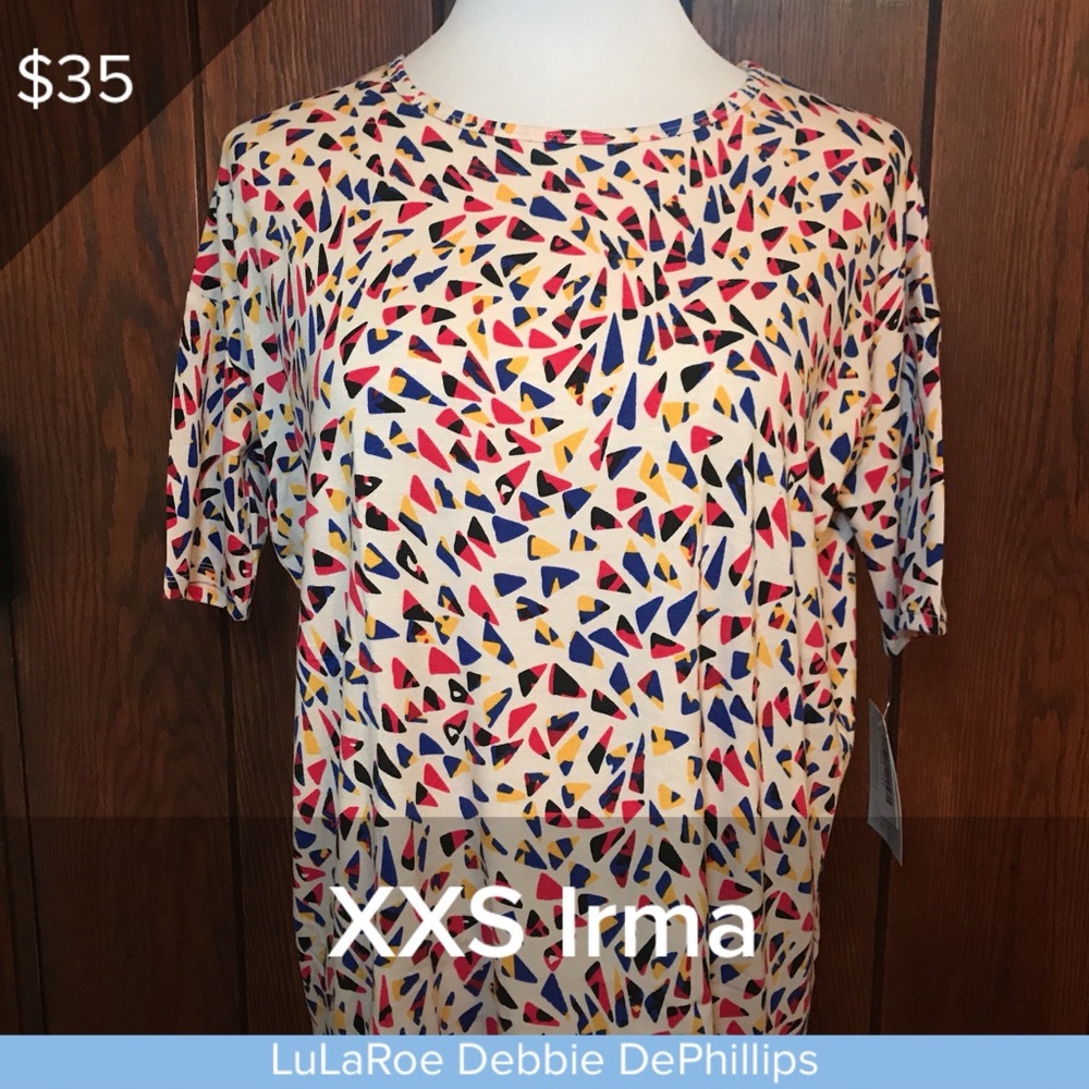 LuLaRoe Irma Top with Colorful Geometric Pattern